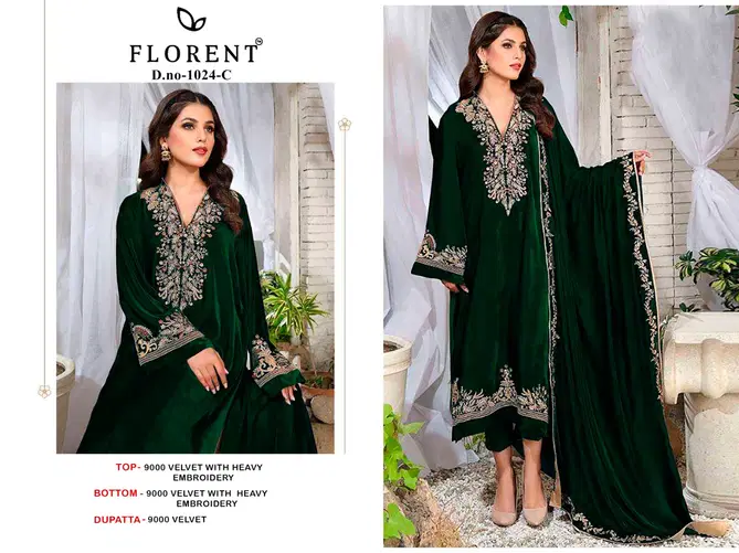 Florent 1024 A To D Winter Wear Velvet Pakistani Suits Orders In India